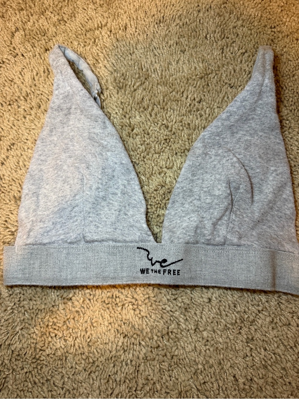 Free People Light Heather Gray Triangle Bralette with Script Band